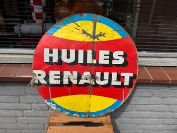 Ancien panneau publicitaire Huiles Renault, Enlèvement, Utilisé, Panneau publicitaire