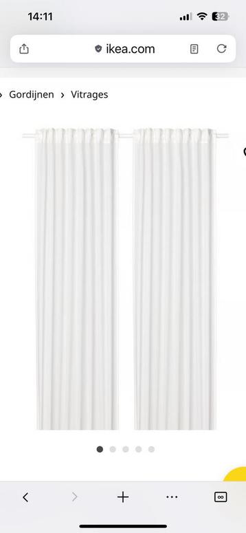 Vitragegordijnen, 1 paar, wit/met plooiband, 145x300 cm beschikbaar voor biedingen