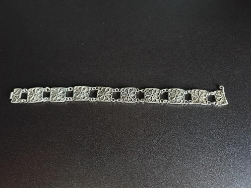 Antieke Zilveren Filigrain armband 17 cm, Bijoux, Sacs & Beauté, Bracelets, Utilisé, Argent, Argent, Enlèvement ou Envoi