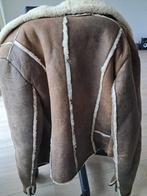 Veste en cuir col moutonné - Rockabilly, Ophalen of Verzenden, Gedragen, Maat 38/40 (M), Bruin