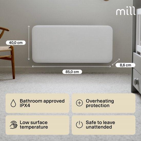 Elektrisch Verwarmingspaneel, merk MILL 900W, WIFI mogelijk, Doe-het-zelf en Bouw, Verwarming en Radiatoren, Zo goed als nieuw
