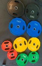 150KG de disques de poids olympiques hexagonaux avec poignée, Sports & Fitness, Comme neuf, Set d’haltères, Jambes