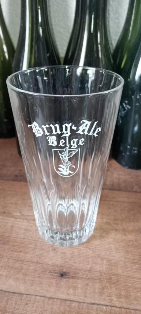 Brasserie bier oud Belgisch glas Brug'Ale, Verzamelen, Biermerken, Gebruikt, Glas of Glazen, Overige merken, Ophalen of Verzenden