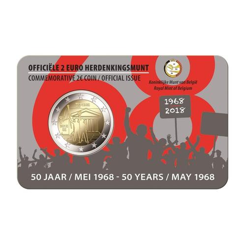 2 euros Belgique 2018 - Révolte étudiante 1968 (BU en coinca, Timbres & Monnaies, Monnaies | Europe | Monnaies euro, Série, 2 euros
