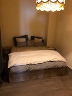 Steigerhouten bed inclusief lattenbodem, Ophalen, Bruin, Steigerhout, Tweepersoons