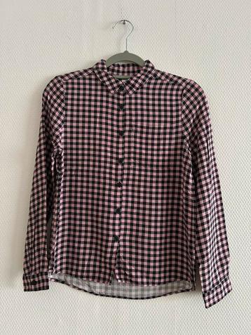 Roze met zwart hemd C&A maat 146-152, Kinderen en Baby's, Kinderkleding | Maat 146, C&A, Meisje, Overhemd of Blouse, Ophalen of Verzenden