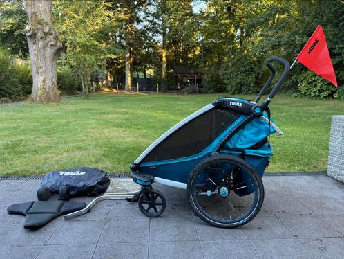 Thule Chariot Cross 2 fietskar + beschermhoes + regenhoes, Fietsen en Brommers, Fietsaccessoires | Aanhangwagens en Karren, Vering