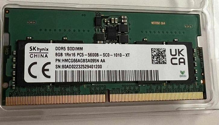 SkHynix (2X8GB) 16GB DDR5 RAM Memory 5600Mhz ()NIEUW, Computers en Software, RAM geheugen, Zo goed als nieuw, Laptop, 16 GB, DDR5