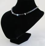 Kett. KT018- 42cm.: Mooie Zwarte Schelp ketting -Blauw-wit, Verzenden, Nieuw, Zwart, Steen of Mineraal