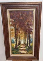 Schilderij op doek van A.Deleu "Boswegel" (48x78 cm), Antiek en Kunst, Kunst | Schilderijen | Klassiek, Ophalen
