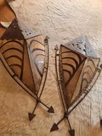 2 brocanterie muurdecoratie  lamp schild smeedijzer, Huis en Inrichting, Woonaccessoires | Wanddecoraties, Ophalen of Verzenden