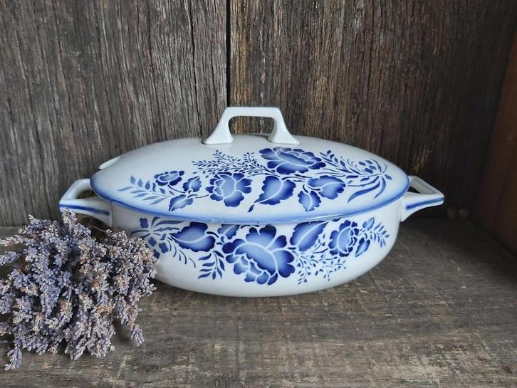 Prachtige oude gebloemde soupiere / dekschaal NIMY 1895, Antiek en Kunst, Antiek | Servies los, Ophalen of Verzenden