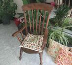 Fauteuil Ancien à Accoudoirs avec 3 Coussins Brodés, Ophalen, Gebruikt, Minder dan 75 cm, 50 tot 75 cm
