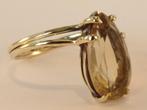 14 karaat geelgouden ring met grote Goudtopaas, Handtassen en Accessoires, Ringen, Verzenden, Geel, Met edelsteen, Dame