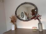 Grote, ronde spiegel met grijs kader, 75 à 100 cm, Rond, Utilisé, Enlèvement ou Envoi