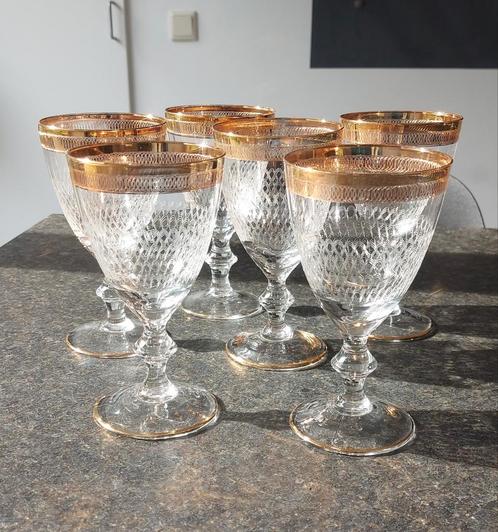 6 verres à vin en cristal, Antiquités & Art, Antiquités | Verre & Cristal, Enlèvement ou Envoi