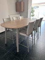 Table haute extensible à rallonge avec 6 chaises hautes, Enlèvement, Utilisé, 50 à 100 cm, Autres matériaux