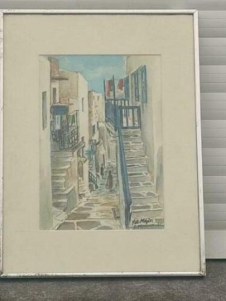 aquarelle signe pol magis signe pol magis, Antiek en Kunst, Kunst | Schilderijen | Klassiek, Ophalen of Verzenden