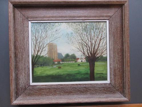 Zicht op Oostkerke door L. Boschmans, Antiek en Kunst, Kunst | Schilderijen | Klassiek, Ophalen of Verzenden