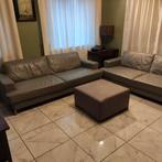 Chaise 3 places et 2 places en cuir avec pouf, Enlèvement, Utilisé, Cuir