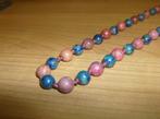 Vintage Ketting met cloisonne  en rhodoniet kralen, Handtassen en Accessoires, Kettingen, Ophalen of Verzenden, Blauw