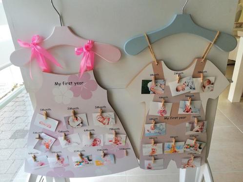 2 nieuwe houten kleding 'my first year'12€ stuk, Kinderen en Baby's, Kraamcadeaus en Geboorteborden, Nieuw, Ophalen