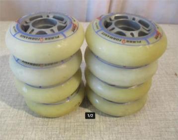 8 superbes roues de patins à roues alignées, 73 mm/78 A, Pur, Enlèvement ou Envoi, Comme neuf, Roues ou Roulements