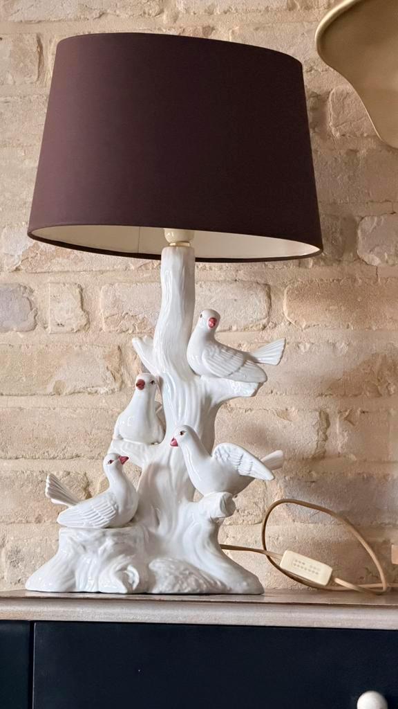 lampe vintage italienne, Maison & Meubles, Lampes | Abat-jour, Utilisé, Blanc, Brun, Enlèvement ou Envoi