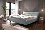 Design bed Claudia 160 of 180 met 2 lbodems en opbergruimte, Deux personnes, Design, Envoi, Tissu