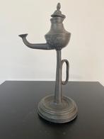 Vintage Lampe à huile Nez de Morve Etain 19ème siècle, Enlèvement ou Envoi