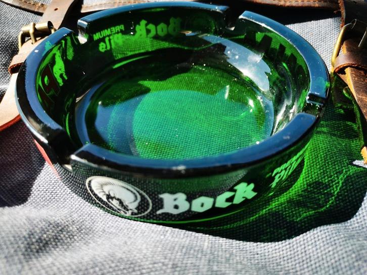 Palm - Bock premium pils, groen gebrand glas asbak, Verzamelen, Biermerken, Zo goed als nieuw, Glas of Glazen, Palm, Ophalen of Verzenden