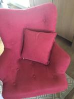 Rode Fauteuil met kussen en voetstoel van Sloane  and Sons, Ophalen, Hout, Klassiek, Nieuw