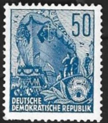 1 Postzegel DDR (Oost-Duitsland) Vijfjarenplan Zeeschip beschikbaar voor biedingen