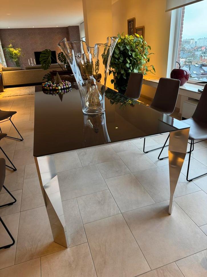 Design tafel, Huis en Inrichting, Tafels | Eettafels, Zo goed als nieuw, Glas, Ophalen
