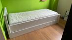 Bed met uitklapbaar stuk voor een extra matras, Lattenbodem, 160 tot 180 cm, Zo goed als nieuw, 85 tot 100 cm