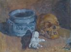 ONBEKEND / STILLEVEN DOODSKOP / OLIEVERF / 37x50cm / CHASSIS, Antiquités & Art, Art | Peinture | Classique, Enlèvement ou Envoi