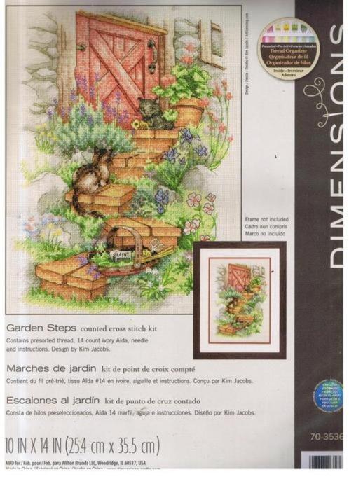 Borduurpakket Garden Steps van Dimensions, Hobby en Vrije tijd, Borduren en Borduurmachines, Nieuw, Borduurpakket, Verzenden