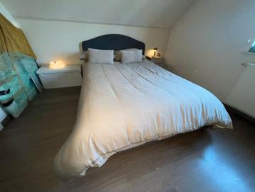 Lit ikea HAUGA 1m40, Gris, Enlèvement ou Envoi, 140 cm, Utilisé