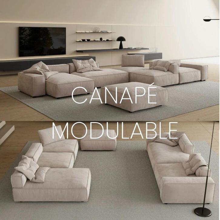 Canapé Chic Modulable Beige Grand Format Neuf sous emballage, Maison & Meubles, Canapés | Salons, Neuf, Banc d'angle, Quatre personnes ou plus