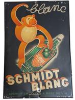 reclamebord Schmidt Blanc 1938 in blik., Verzamelen, Verzenden, Gebruikt, Reclamebord