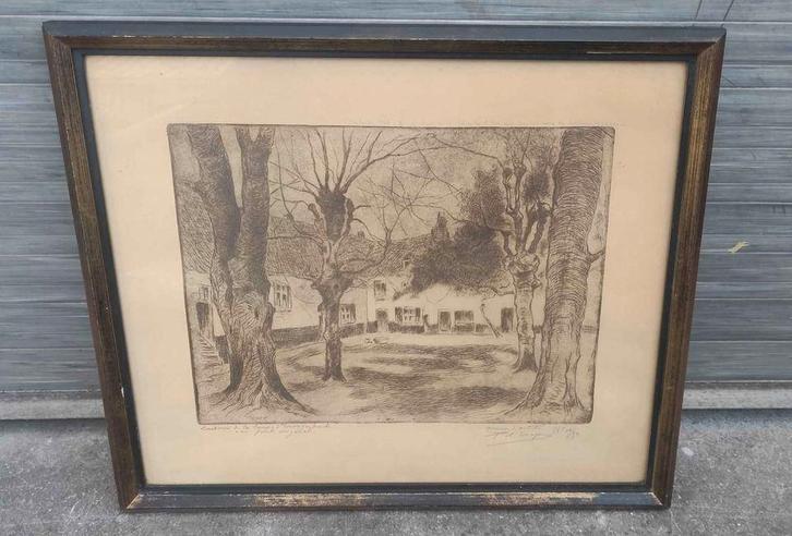 Eau forte épreuve d artiste dilbeek signe pol craps, Antiquités & Art, Art | Eaux-fortes & Gravures, Enlèvement ou Envoi