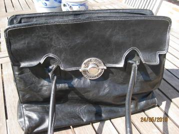 Handtas zwart leder David Jones, Handtassen en Accessoires, Tassen | Damestassen, Ophalen of Verzenden, Gebruikt, Zwart, Handtas