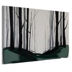 Forêt abstraite avec toile verte et noire 60x40cm - 18mm., Antiquités & Art, Envoi