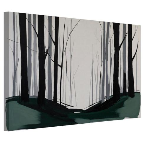 Bos abstract met groen en zwart canvas 60x40cm - 18mm., Antiek en Kunst, Kunst | Schilderijen | Abstract, Verzenden