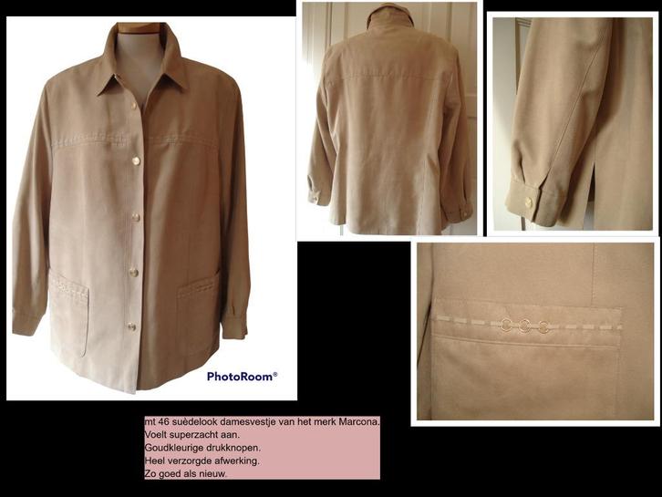 Suèdelook beige vest mt 46, Kleding | Dames, Jasjes, Kostuums en Pakken, Zo goed als nieuw, Jasje, Maat 46/48 (XL) of groter, Beige