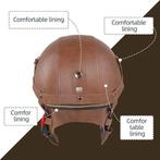 Retro lederen motorhelm | Vintage helm | GRATIS LEVERING, Motoren, M, -, -, Overige typen