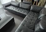 Hoekzetel zwart leder Henders en Hazel, Huis en Inrichting, Zetels | Zetels en Chaises Longues, Ophalen, 250 tot 300 cm, Gebruikt