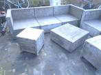 Grijze tuinset voor 5 personen zonder kussens, Ophalen, 5 zitplaatsen, Kunststof, Gebruikt