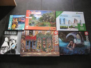6 Verschillende Puzzels 1000 stuks 1500 stuks  beschikbaar voor biedingen
