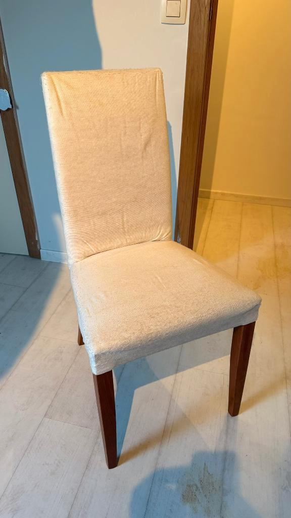 Stoel - Zes Stuks, Huis en Inrichting, Stoelen, Gebruikt, Vijf, Zes of meer stoelen, Hout, Stof, Wit, Ophalen